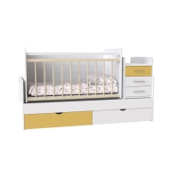  Детская кроватка трансформер 3 в 1 Binky ДС039 White/Yellow МДФ